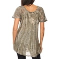 thumbnail image 2 of Sakkas Aline Women's Short Sleeve Casual Light Loose Scoop Neck Top Blouse Shirt - Olive - One Size Regular, 2 of 5