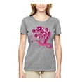 thumbnail image 2 of Wild Bobby Breast Cancer Awareness Flowers Breast Cancer Awareness Women Graphic Tee, Heather Grey, Large, 2 of 6
