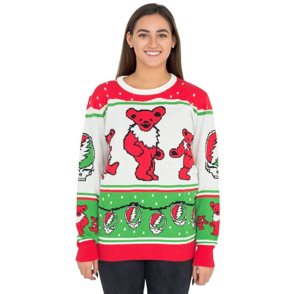 Grateful Dead Bears with Steal your Face Ornaments Christmas Sweater