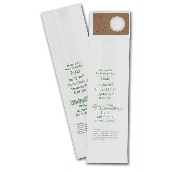 Green Klean GK-Tap38-45 Taski Jet 38 by 50, Tapiset 38 by 45 & Tapitronic Replacement Vacuum Bags - 10 per Case - Case of 10