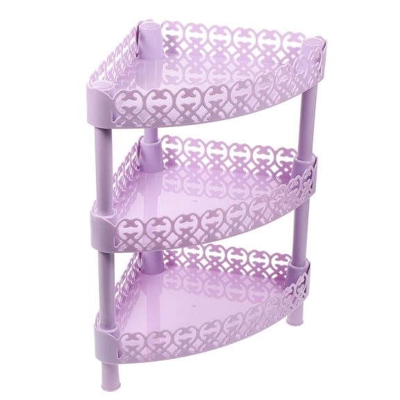 LABSERRON Plastic Rack 3 Tier Storage Shelves Corner Shelf Organizer for Bathroom Use Purple