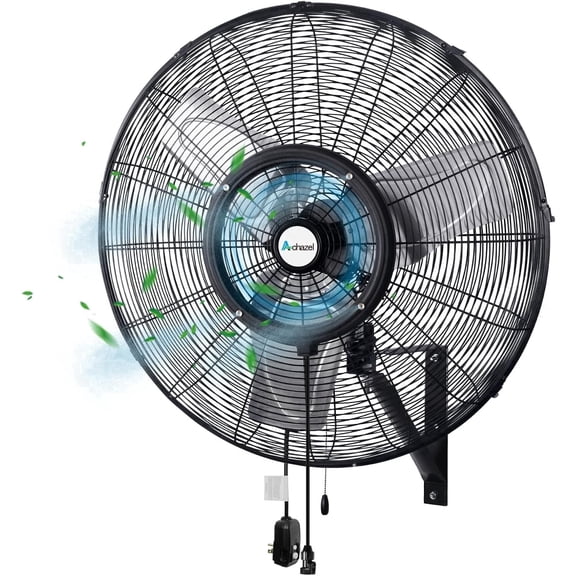 Achazel 30" Outdoor Wall Mount Misting Fan, 3-Speed Waterproof Industrial Fan, Oscillating High Velocity Patio Cooling Fan for Outside