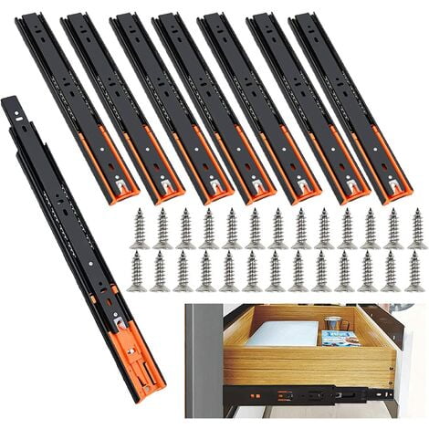 Full Extension, Soft Close, Shock Absorbing, 35kg Capacity 250mm Ball Bearing Drawer Slides, 8-Pack