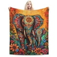 thumbnail image 2 of YIVIOYIL Boho Elephant Blanket – Colorful Mandala Floral Flannel Throw – Elephant Gifts For Women Men Adults Or Room Decoration 50x40, 2 of 6