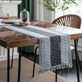 thumbnail image 4 of KKFEN-Macrame Table Runner Grey Boho Table Runners with Tassels Hand Woven Cotton Table Runner Rustic Farmhouse Table Runners for Bohemian Kitchen Dining Table(12x60in), 4 of 4
