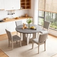 thumbnail image 6 of Leovanni 48inch Round Dining Table Set for 4 Modern Solid Wood 5-Piece Kitchen & Dining Room Set with Upholstered Chairs Pedestal Base, Gray, 6 of 7