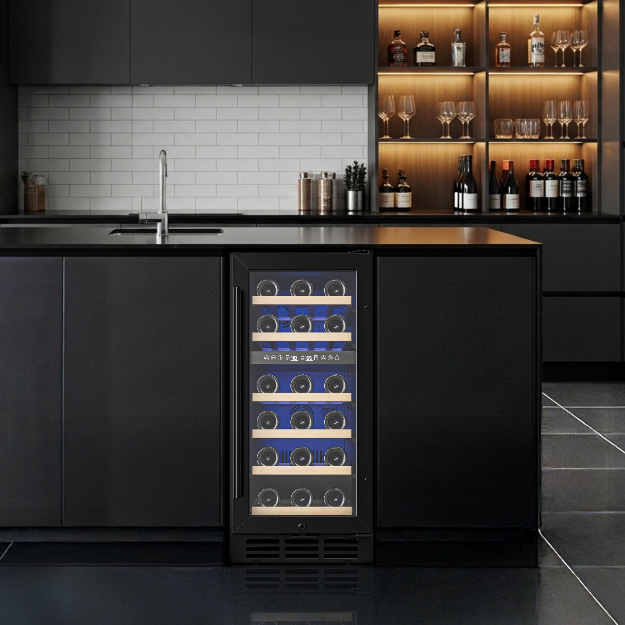EUHOMY 3.6 Cu.ft. Dual Zone Glass Door Wine Refrigerator, Black