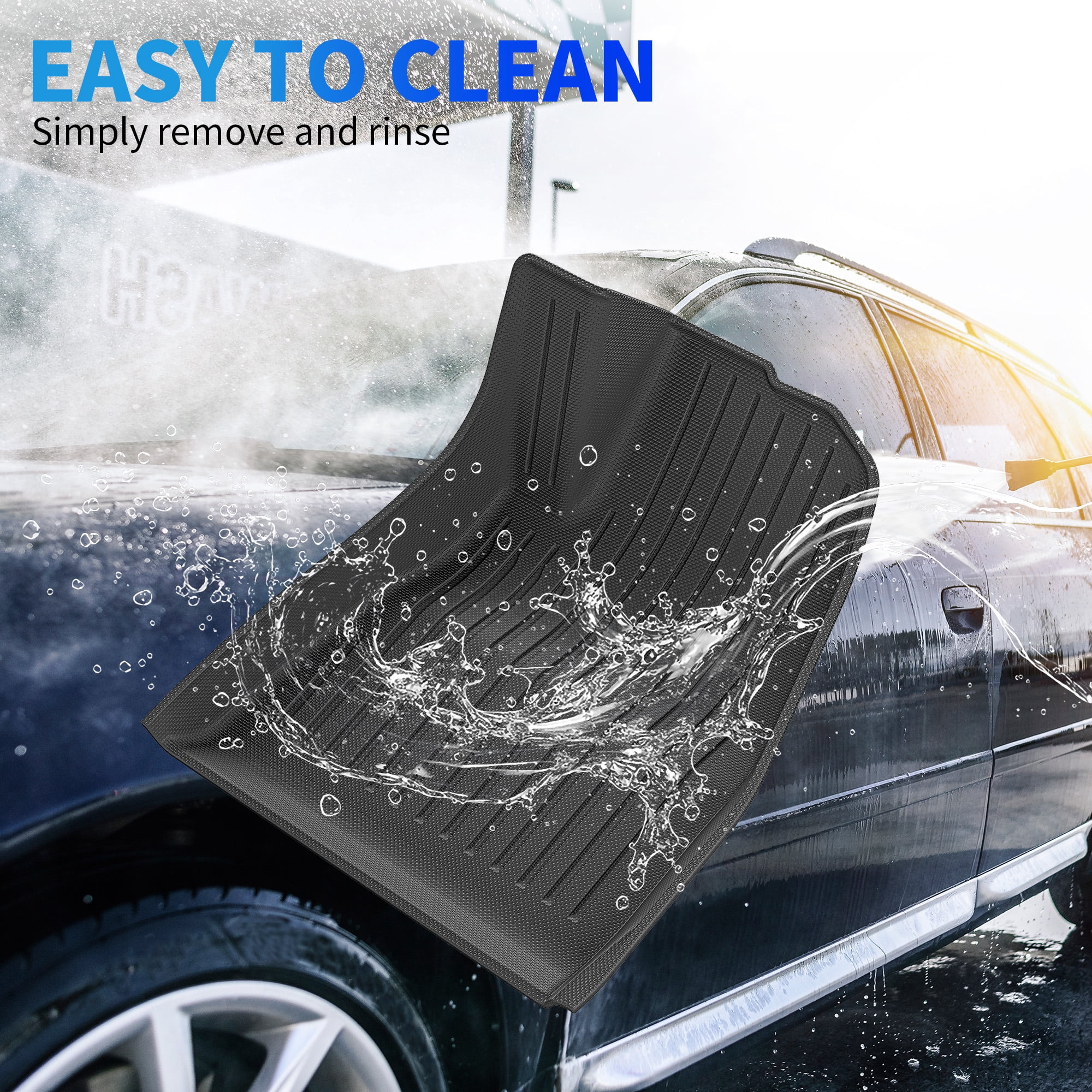 Floor Mats for Tesla Model 3 2024 2023 2022 2021, TPE All Weather Mat Custom Fit 1st and 2nd Row Full Set Car Liners, Black