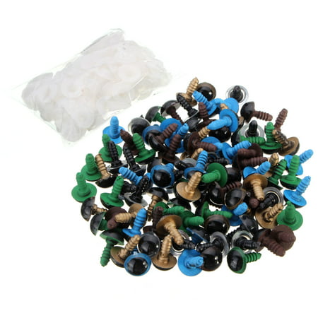 100Pcs 10mm Multicolor Plastic Safety Eyes With Washer For Teddy Bear Doll Animal Puppet Crafts
