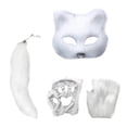 thumbnail image 4 of Conjunto de máscara y cola de animal Lindos animales de cosplay Fiestas temáticas Conjunto de disfraz de zorro Pata blanco, 4 of 9