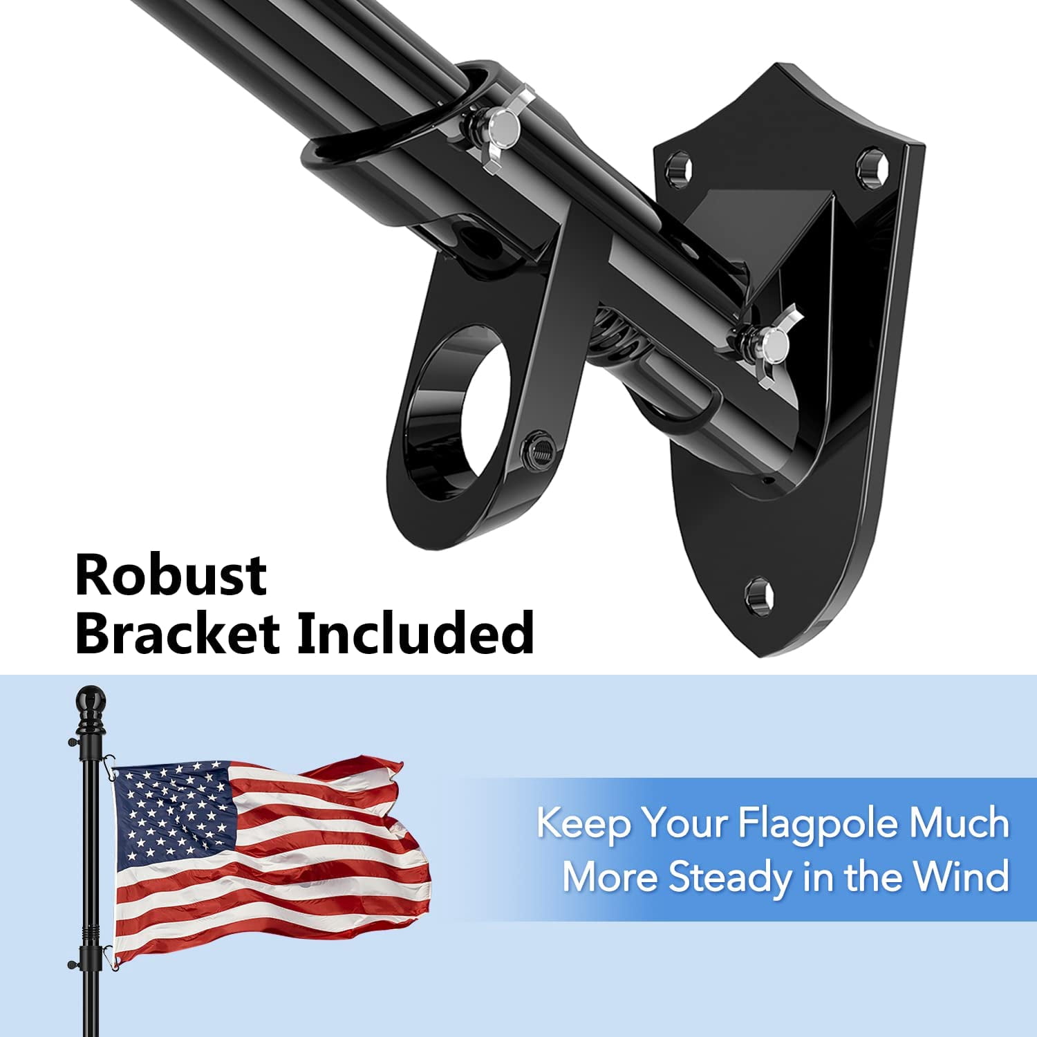 Rongsi Outdoor Flag Pole, American Flag 6ft Flag Pole Kit - Flag Pole for Home Garden Patio Residential and Commercial - Professional Metal Flag Pole (Black)