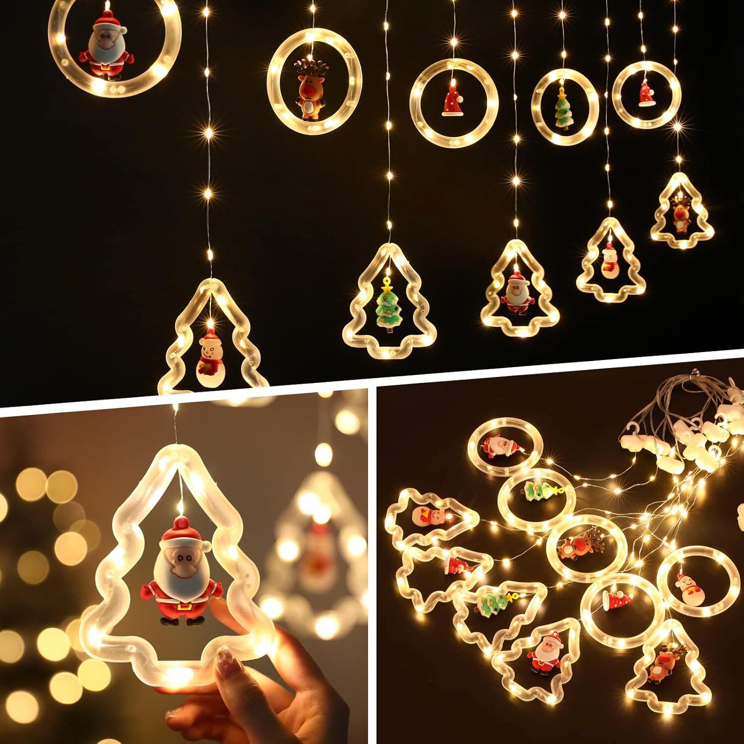 YX Christmas String Lights, 9.8 Ft 120 LED Christmas Window Lights