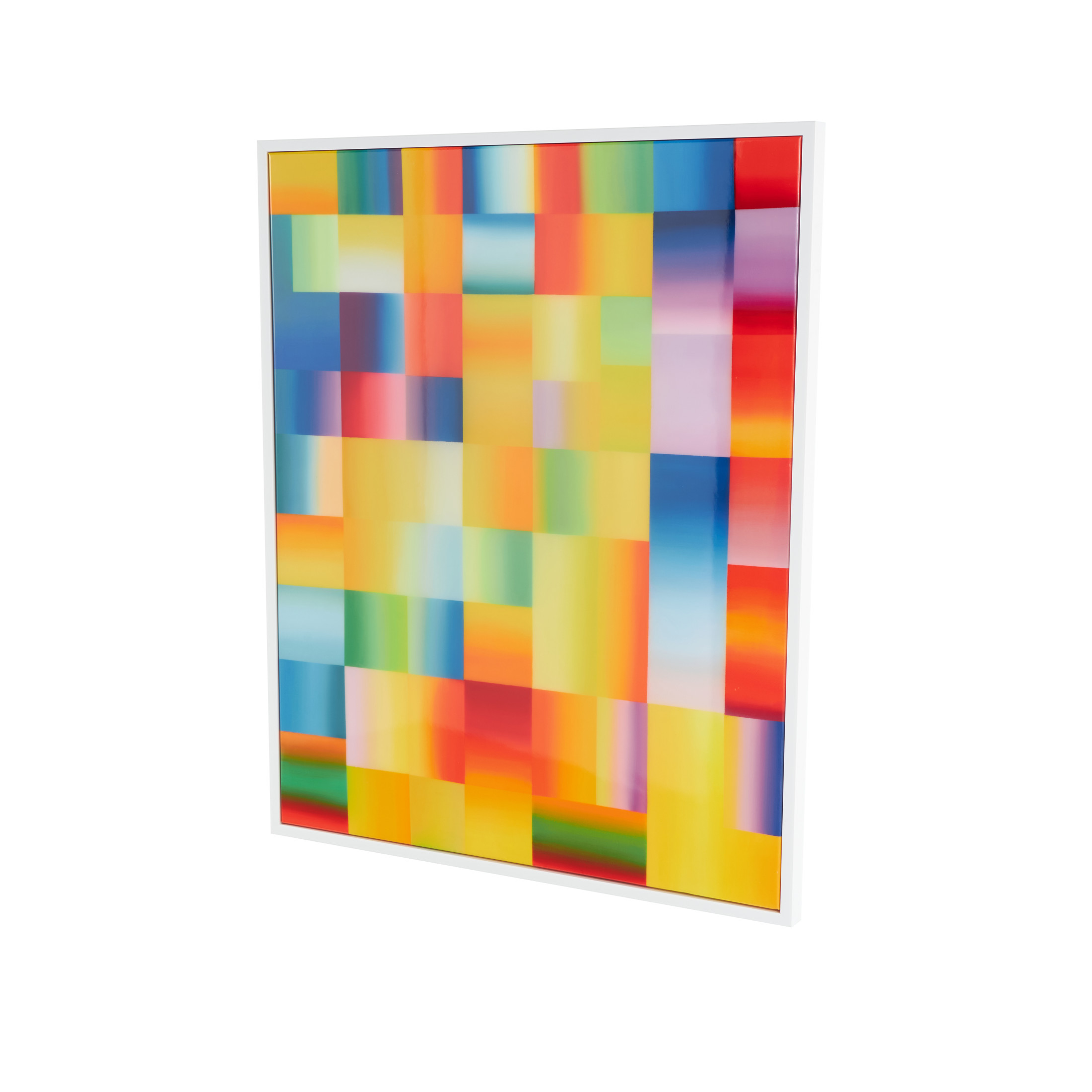 33" x 41" Ombre Square Pop Art Geometric Framed Wall Art with White Frame, by DecMode