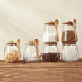 thumbnail image 4 of Djiypn Glass Jars with Bamboo Lids and Spoons, 23.5 oz Glass Storage Containers with Lids for Dry Food Storage Sugar, Coffee, Nuts, Cookie, Candy, Tea, Airtight Kitchen Canisters Spice Jars, 4 of 9