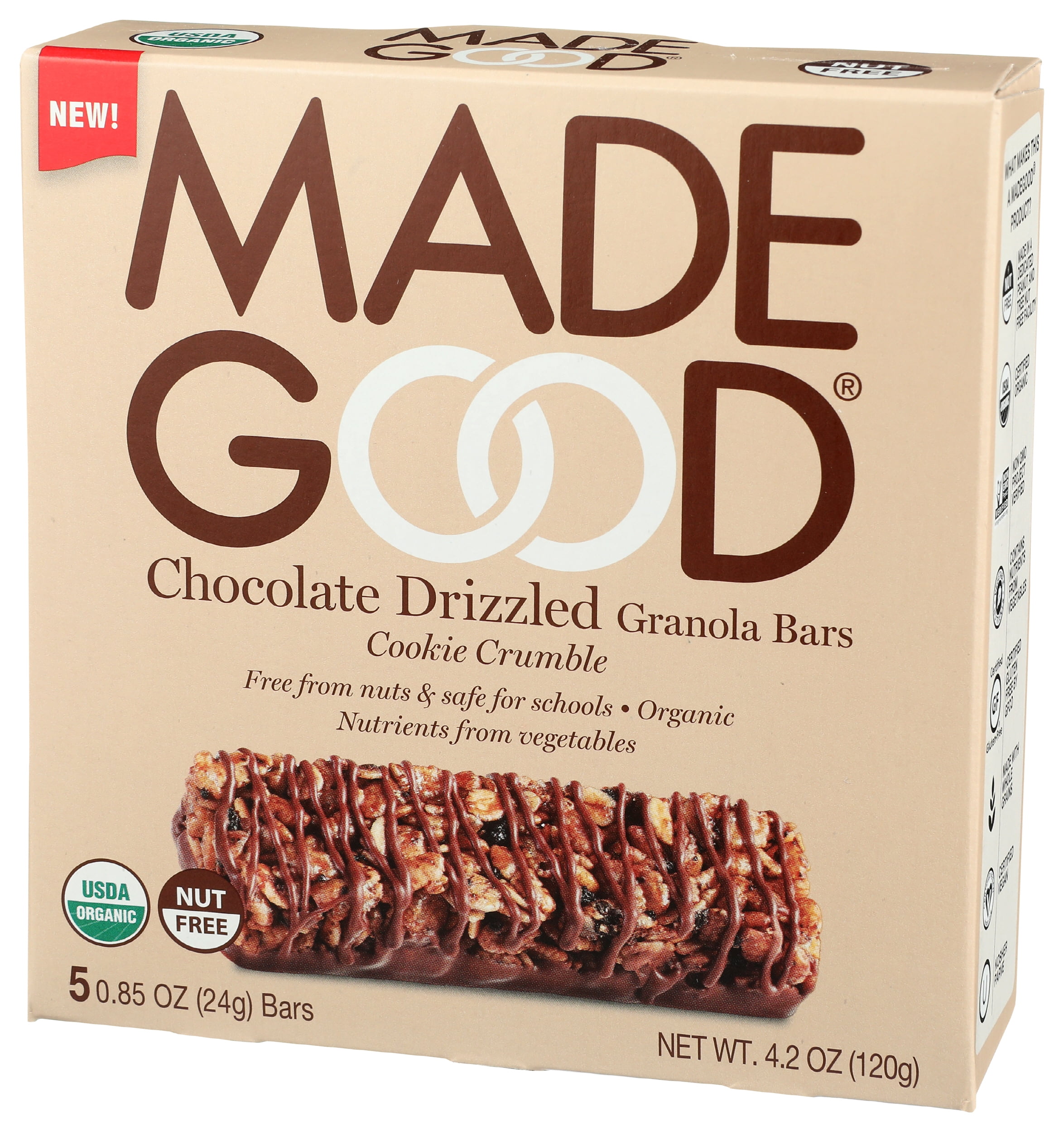 Pack of 6, Madegood Chocolate Drizzled Granola Bars, 4.2 oz