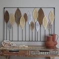 thumbnail image 3 of DecMode Multi Colored Metal Tall Cut-Out Leaf Wall Decor with Intricate Laser Cut Designs, 3 of 16