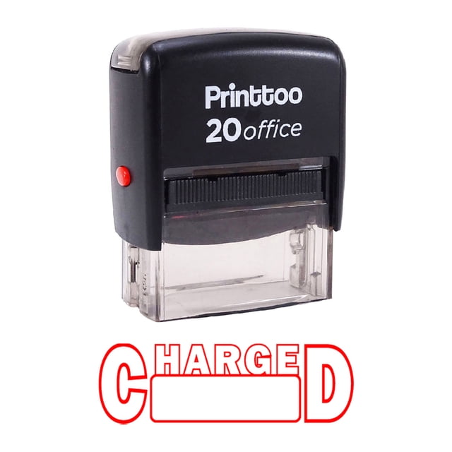 Printtoo Custom Stamp CHARGED Self Inking Rubber Stamp Office Stationary-Red