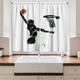 thumbnail image 2 of Ambesonne Youth Kitchen Curtains, Basketball Player Art, 55"x39", Cinnamon Black White, 2 of 3