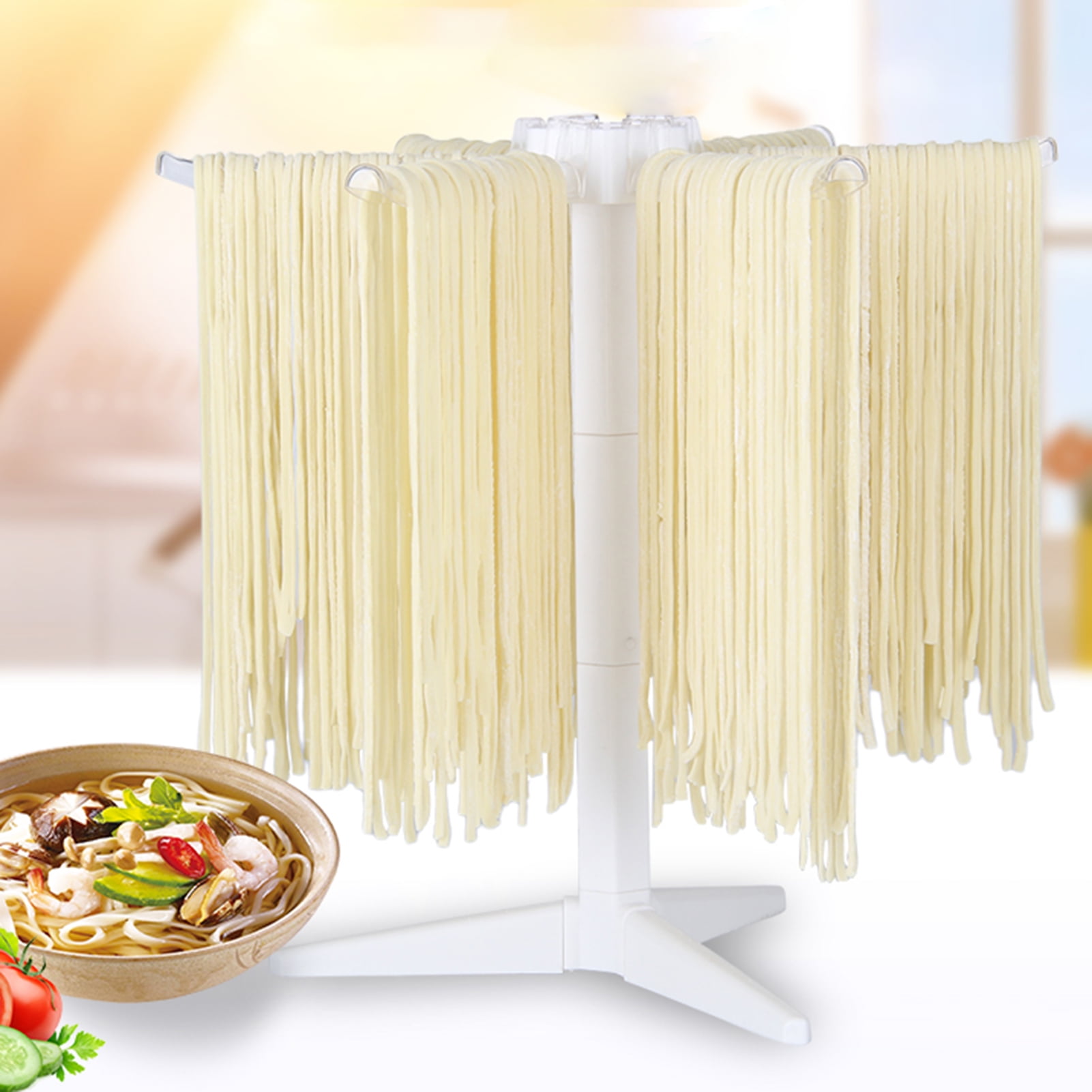 Demountable Pasta Drying Rack,Collapsible Pasta Hanging Rack,Spaghetti Dryer Stand,Portable Noodles Dryer Holder,with Anti-Slip Triangular Base Design 