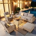 thumbnail image 4 of Vcatnet Patio Outdoor Conversation Set 8 Pieces Wicker Furniture Set Sectional Sofa with Swivel Chairs, Dark Gray, 4 of 12