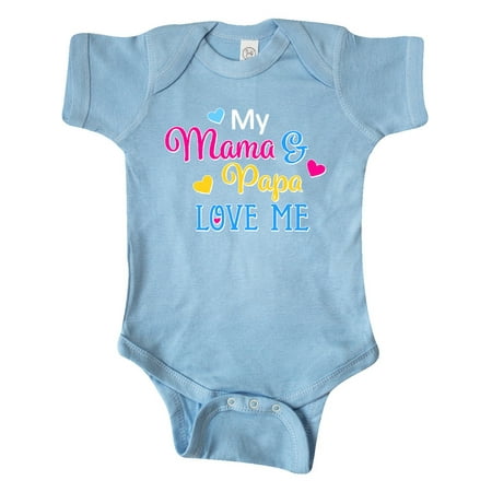 

Inktastic My Mama and Papa Love me with Hearts Gift Baby Boy or Baby Girl Bodysuit