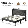 thumbnail image 4 of ipormis King Size Bed Frame with Charging Station ,Upholstered Platform Bed Frame with Storage Wingback Headboard, Metal Support No Noise No Box Spring Needed, Dark Gray, 4 of 8