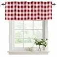 thumbnail image 2 of Red Farmhouse Valances for Windows, Decorative Rod Pocket Window Valance Curtains, Gradient Buffalo Plaid Lattice Grid Short Curtain Drapes for Kitchen/Bathroom/Living Room, 2 Panels, 60" W x 18" L, 2 of 8