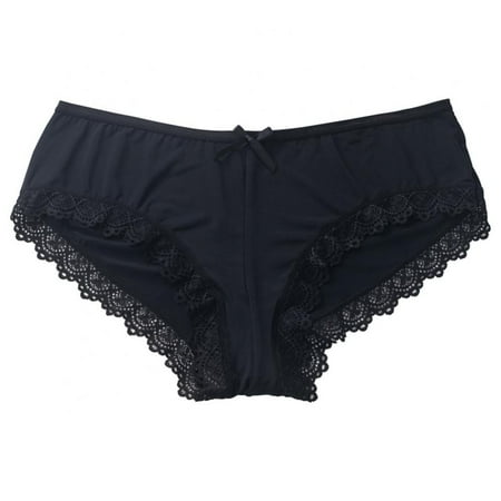 

Women s Bow Design Cotton Crotch Briefs Solid Color Ice Silk Soft Breathable Underpants Sexy Low-rise Lace-trimmed Panties S-XL(1-Packs)
