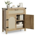 thumbnail image 3 of Boho Farmhouse Rattan Sideboard Buffet Cabinet with Drawer and Adjustable Shelves – Accent Storage Cabinet for Entryway, Living Room, Dining Room, or Kitchen – Natural Wood Color, 3 of 8