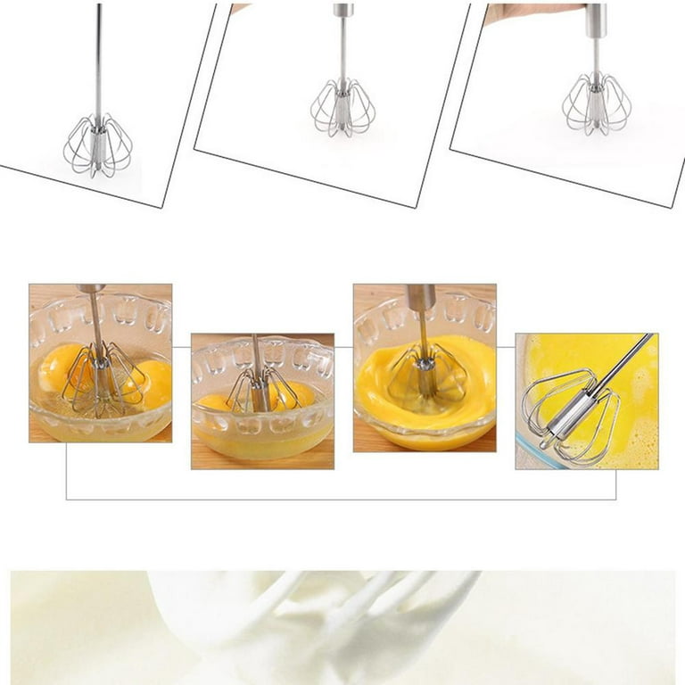 Yesbay Kitchen Stainless Steel Kitchen Semi-Automatic Egg Beater Whisk Milk  Cream Mixer,Silver 
