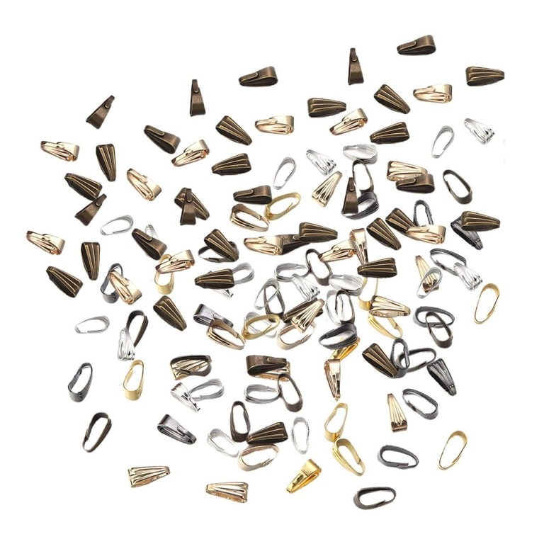600 Pcs Pinch Bail for Jewelry Making Metal Pinch Clip Clasp Bail Snap Bail  Pinch Bails Necklace Pendant Clasps Connectors Pinch Clip for DIY Craft