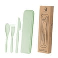 thumbnail image 2 of Juego de utensilios de viaje, vajilla reutilizable, portátil, para niños, juego de cubiertos ligeros Verde, 2 of 9