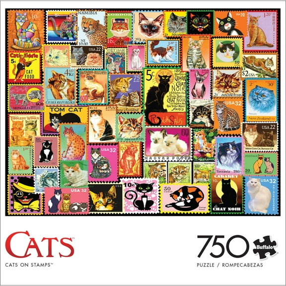Buffalo Games 750-Piece Cats on Stamps Interlocking Jigsaw Puzzle