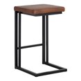 thumbnail image 3 of Sunpan Boone 26" Faux Leather and Steel Counter Stool in Brown-Black (Set of 2), 3 of 4