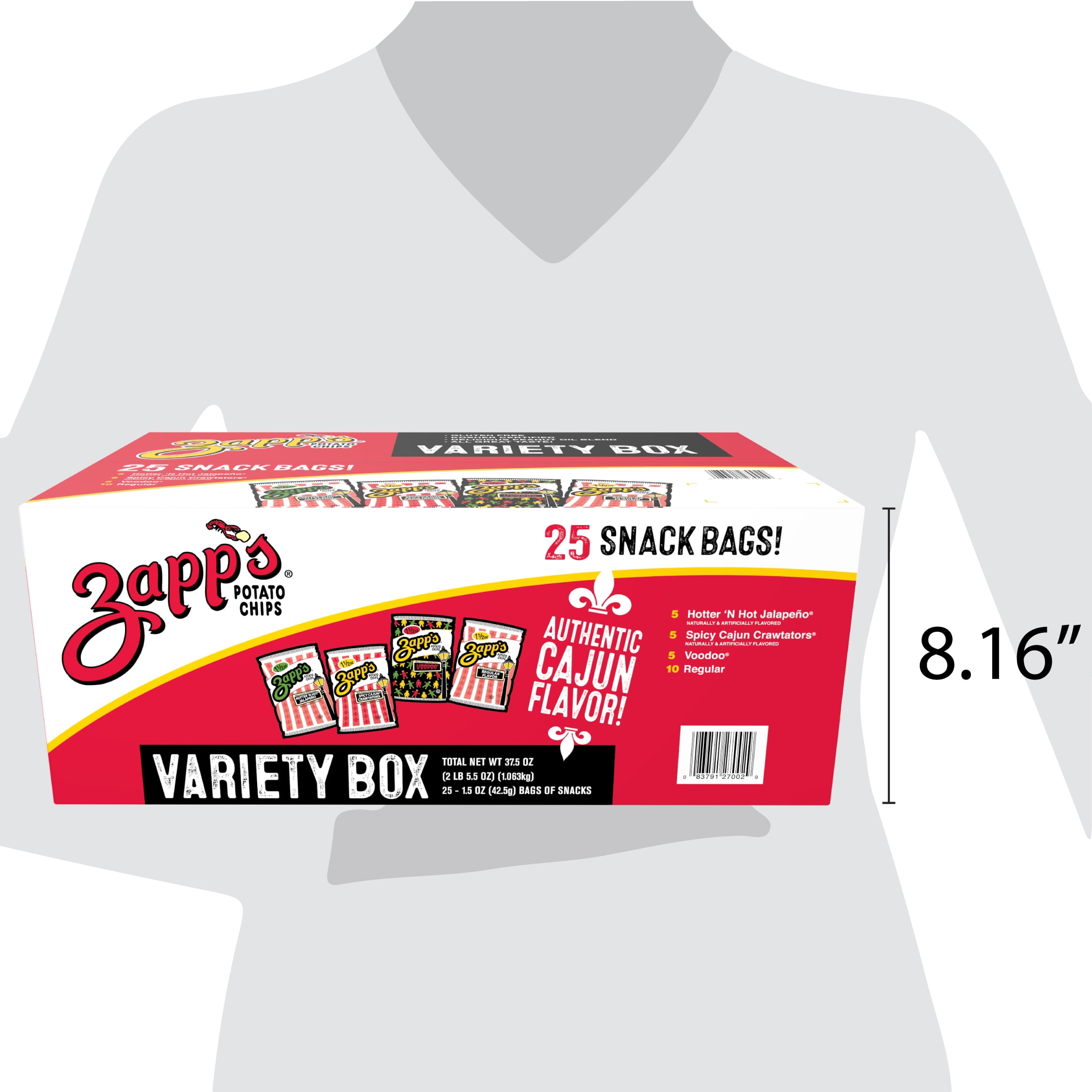 Zapp's New Orleans Kettle Style Potato Chips Variety Pack, 1.5 oz. - Pack of 25
