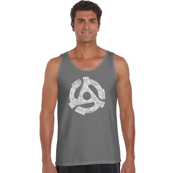 LA Pop Art Men's Word Art Tank Top - Record Adapter