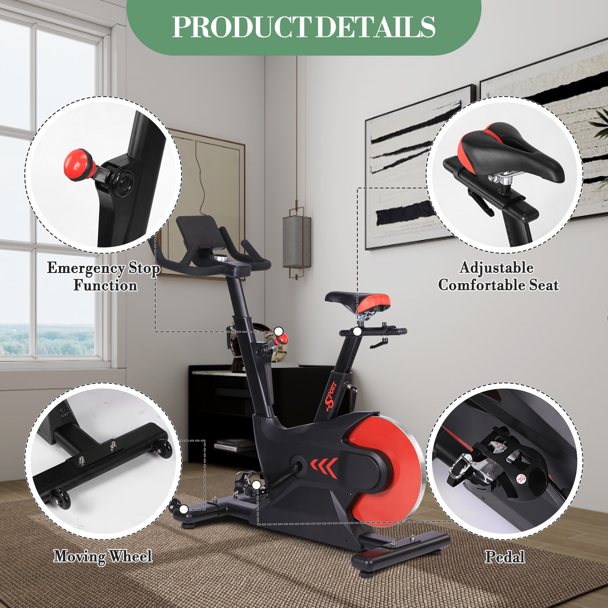 Towallmark Exercise Bike for Home Gym, Indoor Cycling Bike with 28lbs Flywheel & Smart Knob Resistance, Magnetic Stationary Bike with LCD Monitor & Tablet Mount for Cardio Workout