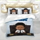 thumbnail image 5 of Bebé Jefe: Niño Africano Conjunto de sábanas temático, trío de piezas, cómodo y amigable con la piel, diseño único, regalo de decoración para el hogar para familiares, amigos y fans,140X210cm, 5 of 6