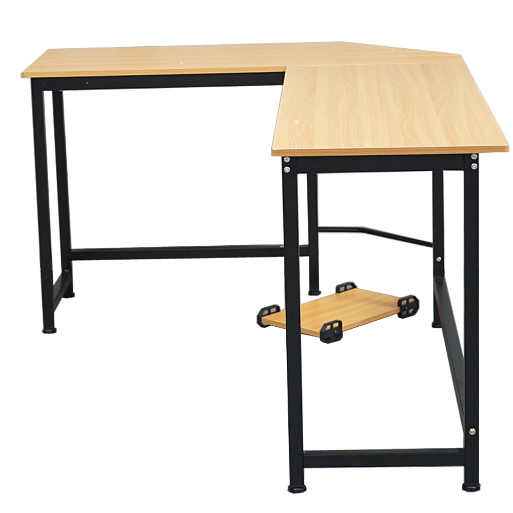 Ktaxon 66" Wood L-Shaped Computer Desk Corner Gaming Latop PC Table Study Office Workstation Wood Color