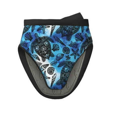 

Tebeau Turtle，Shell Algae Starfish Coral Print Short Oven Mitts Heat Resistant Silicone Kitchen Mini Oven Mitts Non-Slip Grip Surfaces and Hanging Loop Gloves