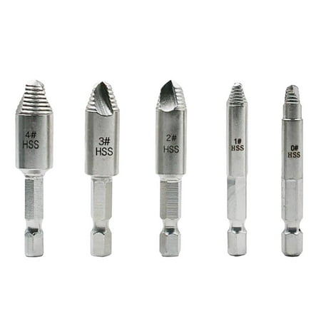 

Rdeuod Tools 5Pcs Broken Bolt Remover Tool Damaged Screw Extractor Speed Out Drill Bits Set
