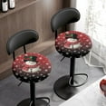 thumbnail image 2 of Renewold Snowman Snowflake Red Bar Round Stool Cover 12-14 Inch Breathable Stretch Circle Stool Slipcover Dustproof Vanity Seat Cushion Cover Christmas Decor, 2 Count, 2 of 5