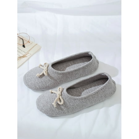 

Womens Comfy Ballerina House Slippers Flat Ballet Non Slip Bedroom Shoes House Cozy Slippers with Bow and Anti-Slip Sole for Indoor
