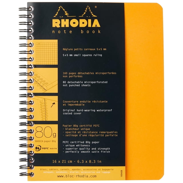 Cuaderno espiral Rhodia 193428C A5+ naranja con 160 páginas
