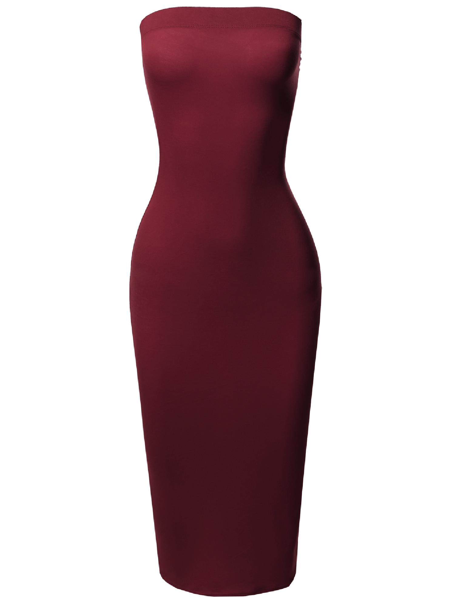 maroon tube dress