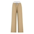 thumbnail image 4 of HAOTAGS Women's Causal Sweatpants Drawstring High Waist Solid Baggy Straight Wide Leg Pants with Pockets Khaki Size S, 4 of 4