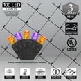 thumbnail image 2 of 4' x 6' LED Purple Orange Halloween Net Lights, 100 Wide Angle Lights on Black Wire, End to End Connectable, 2 of 4
