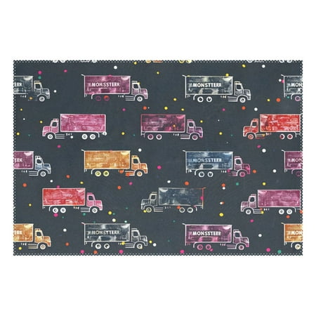 

Ryvnso 1 Piece Placemats Trucks Dots Cartoon Dining Mats Heat-Resistant Non-Slip Washable Table Mat