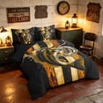 thumbnail image 2 of Manfei USA Flag Fish Full Size Bedding Sets, Rustic Farmhouse Full Size Bed in a Bag, Gold Black Brown, Black Reversible 7 Pieces, 2 of 6