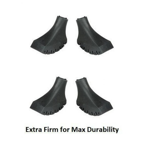 Four Pack of Extra Durable Rubber Replacement Tips (Replacement Feet/Paws / Ferrules/Caps) for Trekking Poles - Fits All Standard Hiking and Walking Poles (Firm Nordic Tapered (4), 4 Pack)
